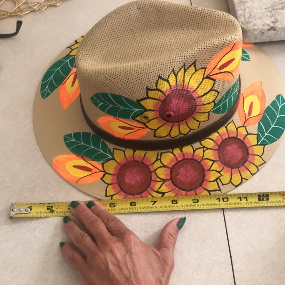 Floral Sun Hat with Black Band - Picture 11 of 14
